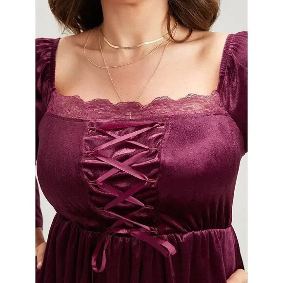 Bloomchic Halloween Velvet Bell Sleeve Dress - Picture 6 of 10